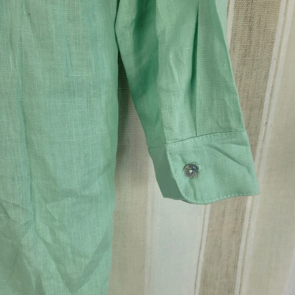 Stillwater The Linen Voile Tunic Seaglass Maxi Dress Size Medium Resortwear - Picture 8 of 13